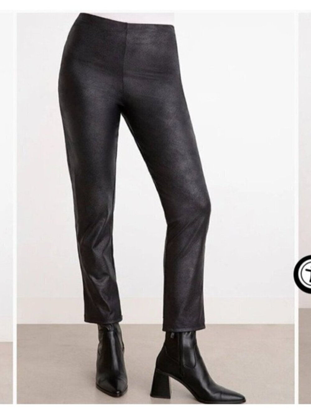 Sympli - Onyx Narrow Pant Midi size 4 high rise faux leather slim pants pull-on